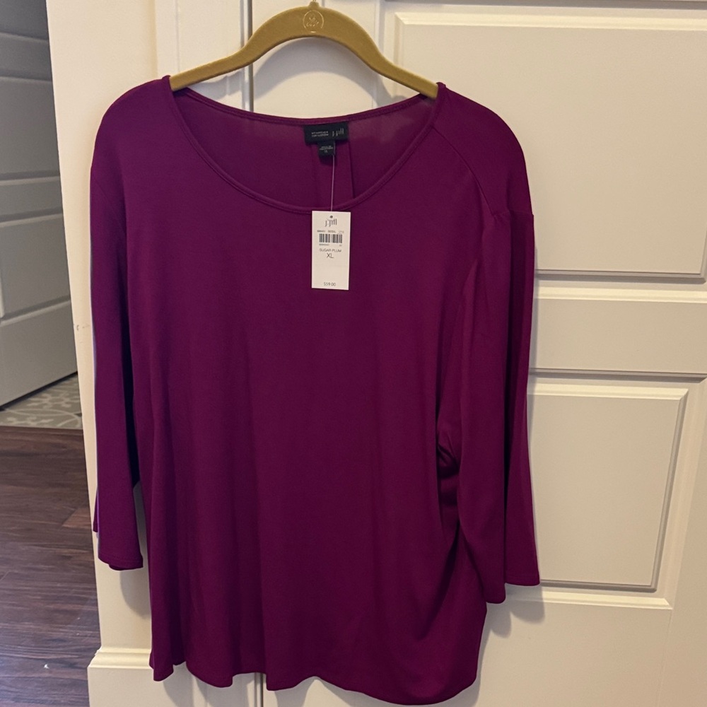 J. Jill Women's Deep Purple 3/4 Sleeve  soft Top